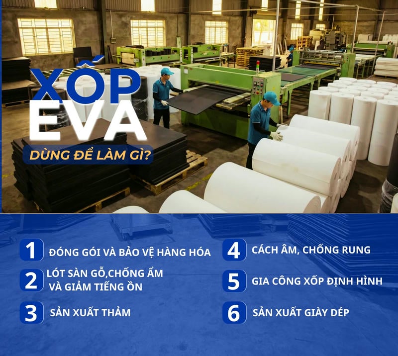 Xốp EVA 30mm thuộc nhóm vật liệu foam kỹ thuật có mật độ ổn định, bề